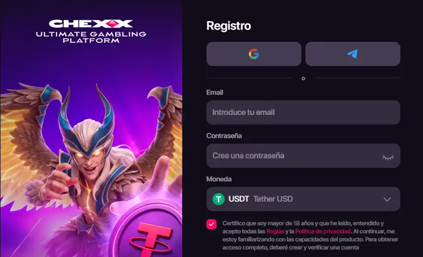 Formulario oficial de registro de CHEXX en español sin datos personales