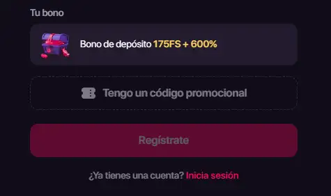Oferta de bienvenida de CHEXX con sus términos visibles